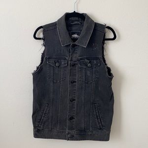 Black Denim Atticus Vest w/ Johnny Cash back